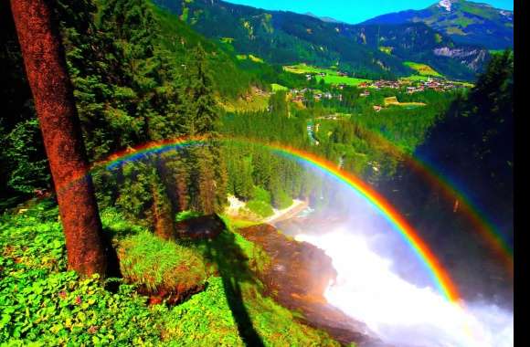 Waterfall Rainbow Forest Tree Valley Mountain Earth Photography Landscape