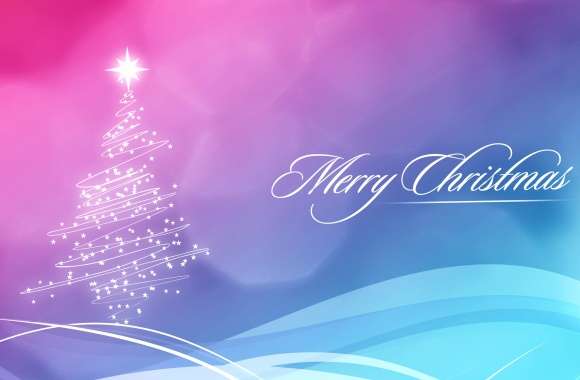 Wave Merry Christmas Simple Star Pink Christmas Tree Holiday Christmas