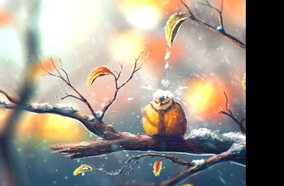 Whimsical Winter Bird - Artistic