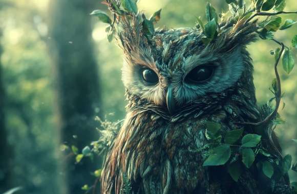 Whimsical Woodland Owl HD Fantasy Wallpaper