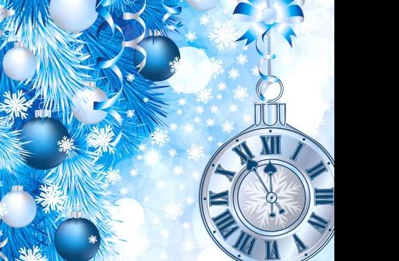 White Blue Snowflake Christmas Ornaments Clock Holiday New Year
