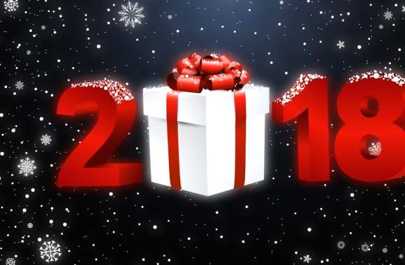 White Red Gift Snowfall Snowflake New Year Holiday New Year 2018