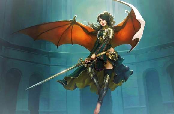 Wings Sword Warrior Demon Dark Fantasy Woman Warrior Fantasy Warrior wallpapers hd quality