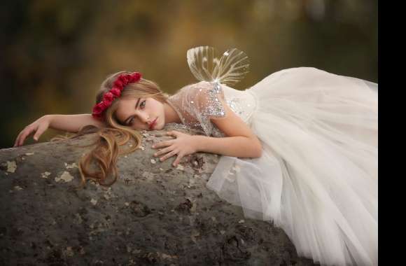 Wings White Dress Hair Wreath Rose Red Rose Photography Child wallpapers hd quality
