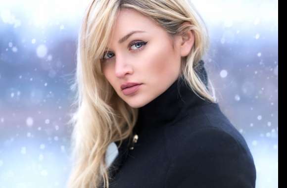 Winter Elegance Blonde Model in Snowfall