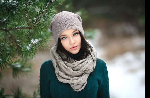 Winter Elegance HD Model Wallpaper