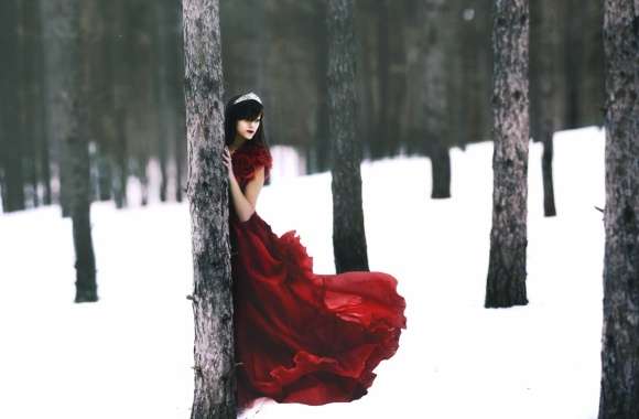 Winter Elegance Red Gown Model