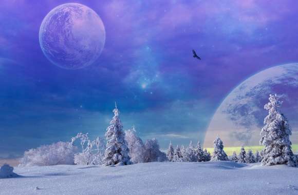 Winter Fantasy Moonlit Planets -