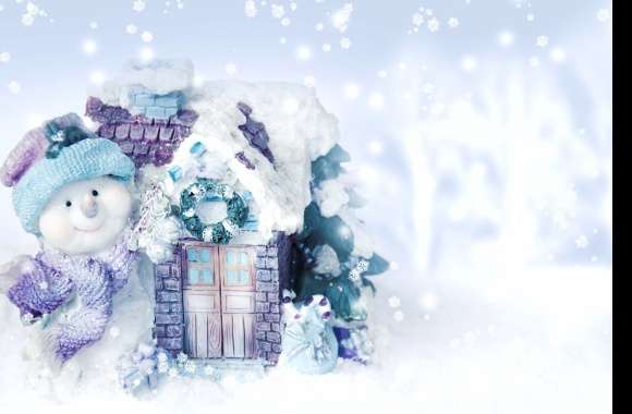 Winter Wonderland A HD Christmas Scene with Snowman and Snowflakes