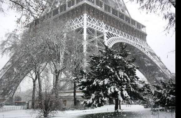 Winter Wonderland Eiffel Tower in Black & White wallpapers hd quality