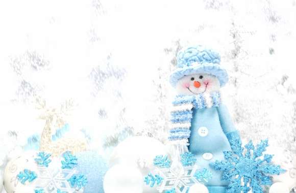 Winter Wonderland with Snowman and Christmas Cheer