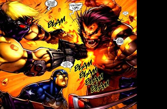 Wolverine and Captain America Comic Battle - wallpapers hd quality