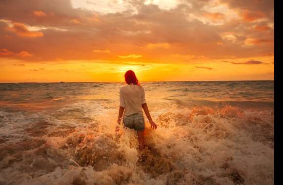 Woman at Sunset Beach -