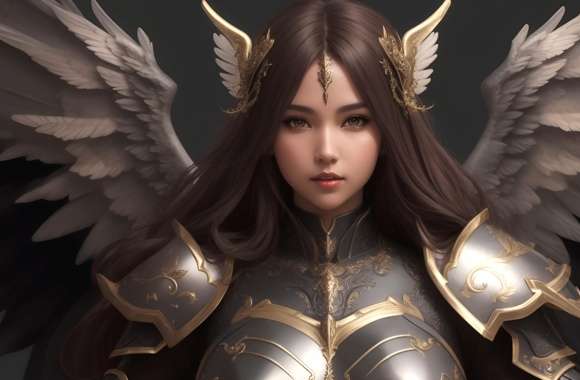 Woman Fantasy Armor Brown Hair Wings