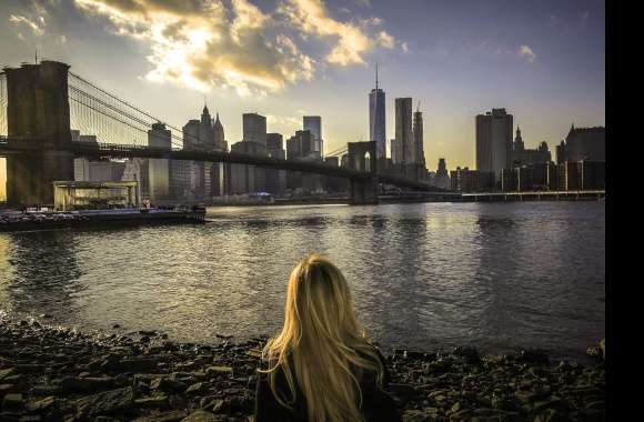 Woman Overlooking NYC Skyline - wallpapers hd quality