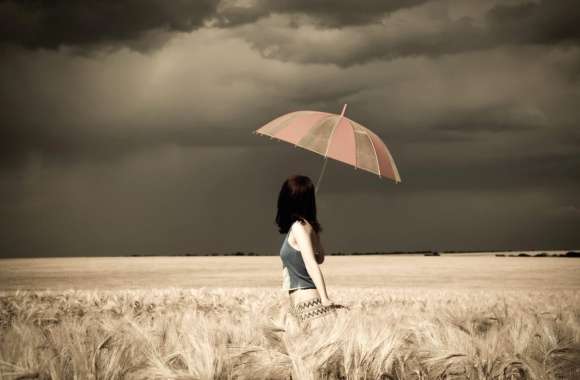 Woman Under Stormy Skies - Mood