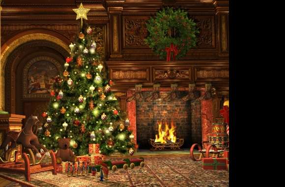 Wreath Fireplace Christmas Tree Holiday Christmas Wallpaper wallpapers hd quality