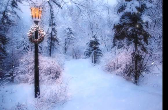 Wreath Snowfall Road Snow Christmas Earth Photography Winter