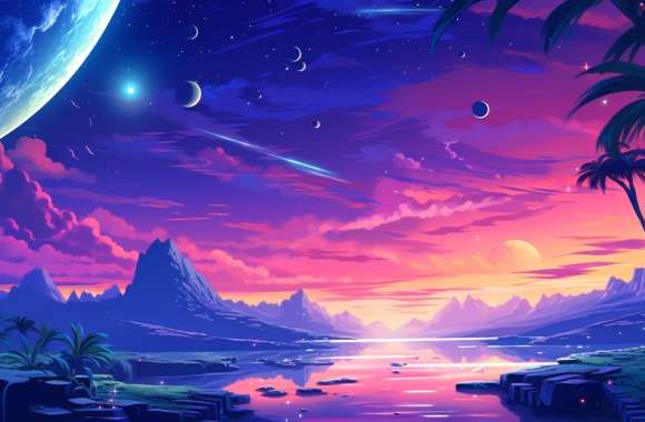 Y2K Landscape Illustration Wallpaper wallpapers hd quality