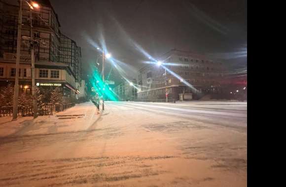 Yakutsk Yakutia Russia Dark Night Man Made Street